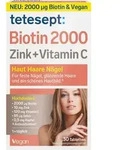 Tetesept Biotin 2000 Zink + Vitamin C Filmtabletten f&uuml;r Haut, Haare und N&auml;gel, 30