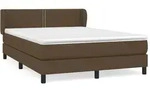 vidaXL Boxspringbett mit Matratze Dunkelbraun 140x200 cm Stoff - Braun