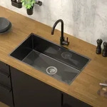 ML-Design K&uuml;chensp&uuml;le mit Ab- und &Uuml;berlaufgarnitur, Anthrazit, aus Edelstahl -