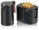 Arendo Fr&uuml;hst&uuml;cks-Set Edelstahl, Wasserkocher mit Temperatureinstellung 1,5l,