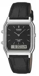 Casio Armbanduhr AQ-230EL-1AEF analog-digital mit Lederband - Schwarz