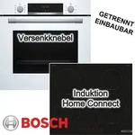 Herdset BOSCH Backofen wei&szlig; autark 3D Hei&szlig;luft 71L + Induktionskochfeld 60cm Home