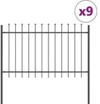 vidaXL Gartenzaun 9 pcs Grau 15,3 x 1 m Pulverbeschichteter Stahl - Grau