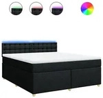 vidaXL Boxspringbett mit Matratze Schwarz 180x200 cm Stoff - Schwarz