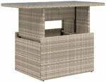 vidaXL Gartentisch mit Glasplatte Hellgrau 100x55x73 cm Poly Rattan