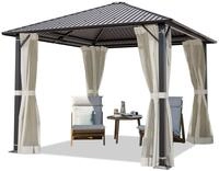 TOOLPORT Gartenpavillon 3x3 m Stahl-Dach mit Moskitonetzen und Seitenteilen in cream