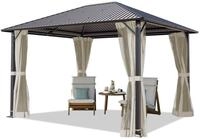 TOOLPORT Gartenpavillon 3x3,65 m Stahl-Dach mit Moskitonetzen und Seitenteilen in
