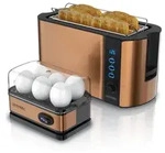 Arendo Fr&uuml;hst&uuml;cks-Set 2-teilig, 4-Scheiben Langschlitztoaster, 6er Eierkocher,