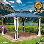 Alu Pavillon PAGODE 3,5x3,5m beige mit Moskitonetz