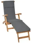 Beautissu Luxus Deckchair Auflage LoftLux DC, 175x45x5cm, Graphitgrau - Grau