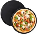 4 x Pizzablech, rund, antihaftbeschichtet, Pizza & Flammkuchen, Carbonstahl,