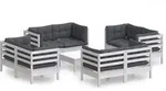 vidaXL 9-tlg. Garten-Lounge-Set mit Anthrazit Kissen Kiefernholz - Wei&szlig;