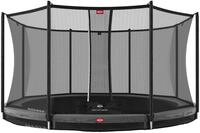 BERG Bodentrampolin Favorit InGround 430 + Sicherheitsnetz Comfort Grau