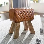 FineBuy Sitzhocker Echtleder / Massivholz 40x48x27 cm Modern Fu&szlig;hocker Turnbock