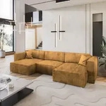 Masseno Ecksofa SARMO P mit Schlaffunktion U-Form, Sofa mit Bettkasten,