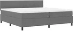 vidaXL Boxspringbett Hellgrau und Wei&szlig; 200 x 200 cm Cordstoff - Hellgrau