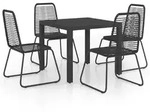 vidaXL 5-tlg. Garten-Essgruppe PVC Rattan Schwarz - Schwarz