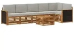 vidaXL Ecksofa Set mit Kissen 6 pcs Nat&uuml;rlich und Hellgrau - Wei&szlig;