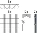 Alberts Doppelstabmattenzaun Bergen, H&ouml;he 160 cm, L&auml;nge 12 m, 2 m Matte, anthrazit,
