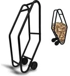 Kaminholztrolley mit 2 Rollen Metall stabil St&auml;nder Stahl Brennholzwagen -...
