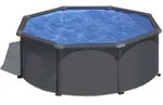 GRE Runder Stahlwandpool mit Anthrazitoptik KIT300GY &ndash; &Oslash; 300 x 120 cm,...