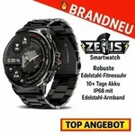 ZEUSTM Smartwatch &ndash; Robuste Edelstahl‐Fitnessuhr, 10+ Tage Akku, IP68 mit Black