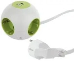 REV PowerGlobe Steckdosenw&uuml;rfel 4-fach USB wei&szlig;-gr.1,4m015408112 - Wei&szlig;/Gr&uuml;n