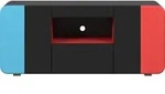 LevelUp TV Tisch 2 T&uuml;ren, 1 Schublade, 1 Regal schwarz, rot, blau. - Schwarz