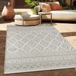 Outdoor Teppich Flachgewebe modern Boho Ethno wetterfest Au&szlig;enbereich Gr&ouml;sse