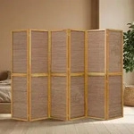 Homestyle4u Paravent Raumteiler 6 teilig Holz Bambus Braun Indoor - Braun