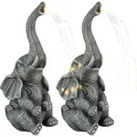 2er Set LED Solarleuchte, Elefant, grau, H 32,5 cm - Grau