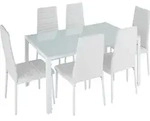 tectake&reg; Esszimmergruppe Brandenburg 7-teilig gepolstert mit Kunstlederbezug -...