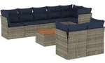 vidaXL 9-tlg. Garten-Sofagarnitur mit Kissen Grau Poly Rattan - Grau