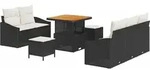 vidaXL Gartensofa-set mit Kissen 8 pcs Schwarz Poly-Rattan - Schwarz