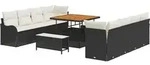 vidaXL Gartensofa-set mit Kissen 11 pcs Schwarz Poly-Rattan - Schwarz