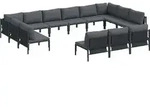 vidaXL Gartensofa-set mit Kissen 13 pcs Schwarz Stahl - Grau