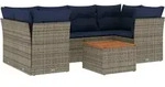 vidaXL 7-tlg. Garten-Sofagarnitur mit Kissen Grau Poly Rattan - Grau