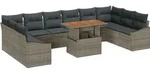 vidaXL Garten-Sofa-Set mit Speicher 11 pcs Grau Poly Rattan - Grau