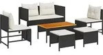 vidaXL Gartensofa-set mit Kissen 6 pcs Schwarz und Creme Poly-Rattan - Schwarz
