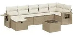 vidaXL 8-tlg. Garten-Sofagarnitur mit Kissen Beige Poly Rattan - Beige