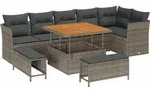 vidaXL Gartensofa-set 9 pcs Grau Poly-Rattan - Grau