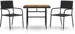 vidaXL 3-tlg. Garten-Essgruppe Poly Rattan Schwarz - Schwarz