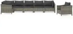 vidaXL 7-tlg. Garten-Lounge-Set mit Kissen Grau Poly Rattan - Grau