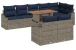 vidaXL Garten-Sofa-Set mit Speicher 9 pcs Grau Poly Rattan - Grau