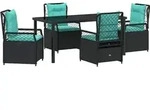 vidaXL Garten Essgruppe 5 pcs Schwarz Poly-Rattan - Schwarz