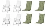 Progarden Klappsessel Tampa mit Auflage 4er Set wei&szlig; / gr&uuml;n - Wei&szlig;/Gr&uuml;n