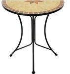 Beistelltisch AMARILLO halbrund - 60 x 30 cm - Mosaik Garten Deko Blumen Tisch -