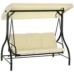 Outsunny 2 in 1 Hollywoodschaukel mi Liegefunktion, 3-Sitzer Gartenschaukel - Beige