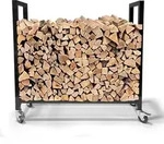 Kaminholzregal 90 x 25 x 90 cm mit Rollen verzinkt Innen und Aussen, Mobil...