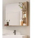 Badezimmer Spiegel "Tomaso" Eiche Badspiegel mit Regal 79 x 73 cm -...